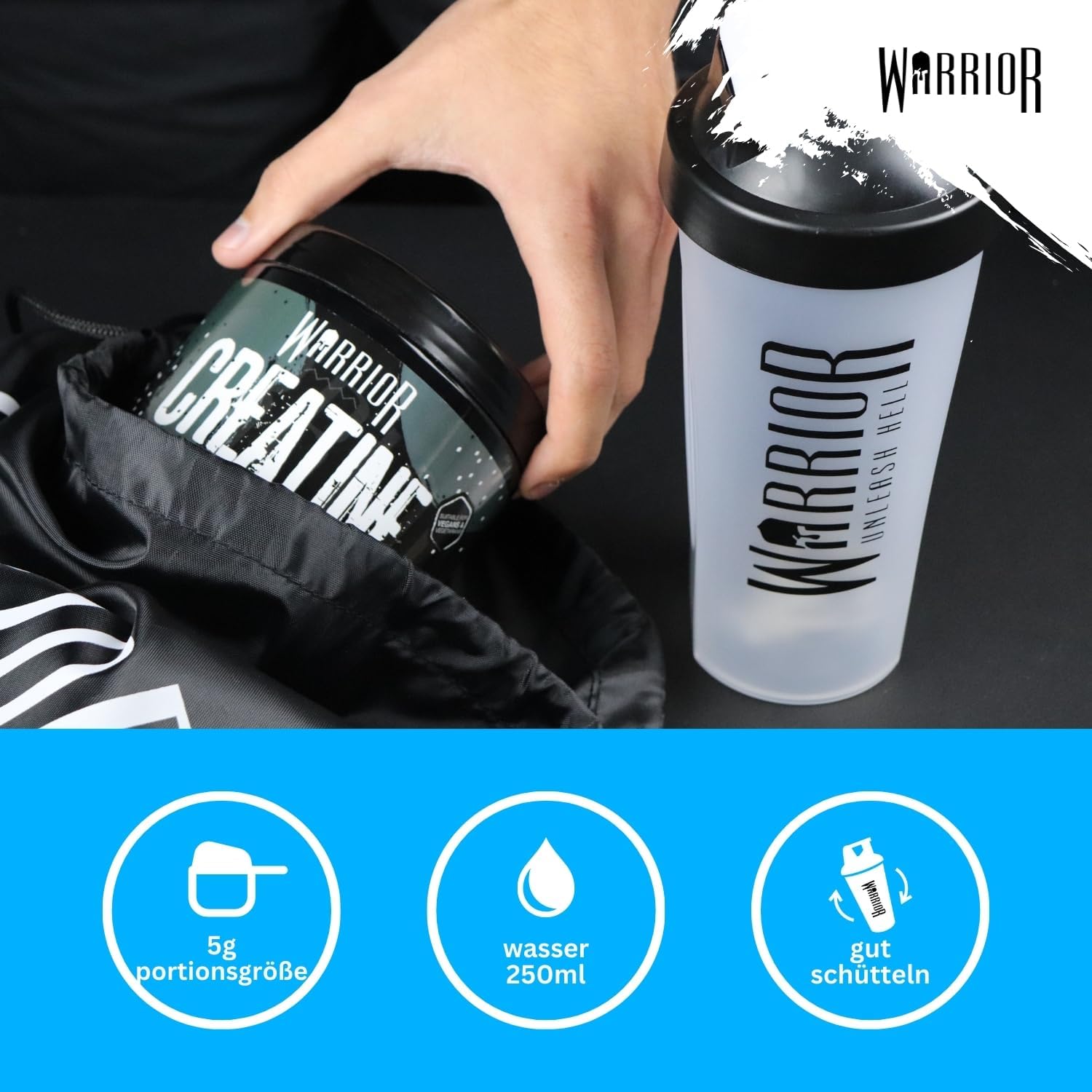 Ausdauer & Energie – Warrior Creatine Monohydrate Powder 500g (Blue Raspberry) - Micronised - Proven to Improve Physical Performance and Regeneration (as Tablets, No Gummies) - 5g Per Serving – Bild 5