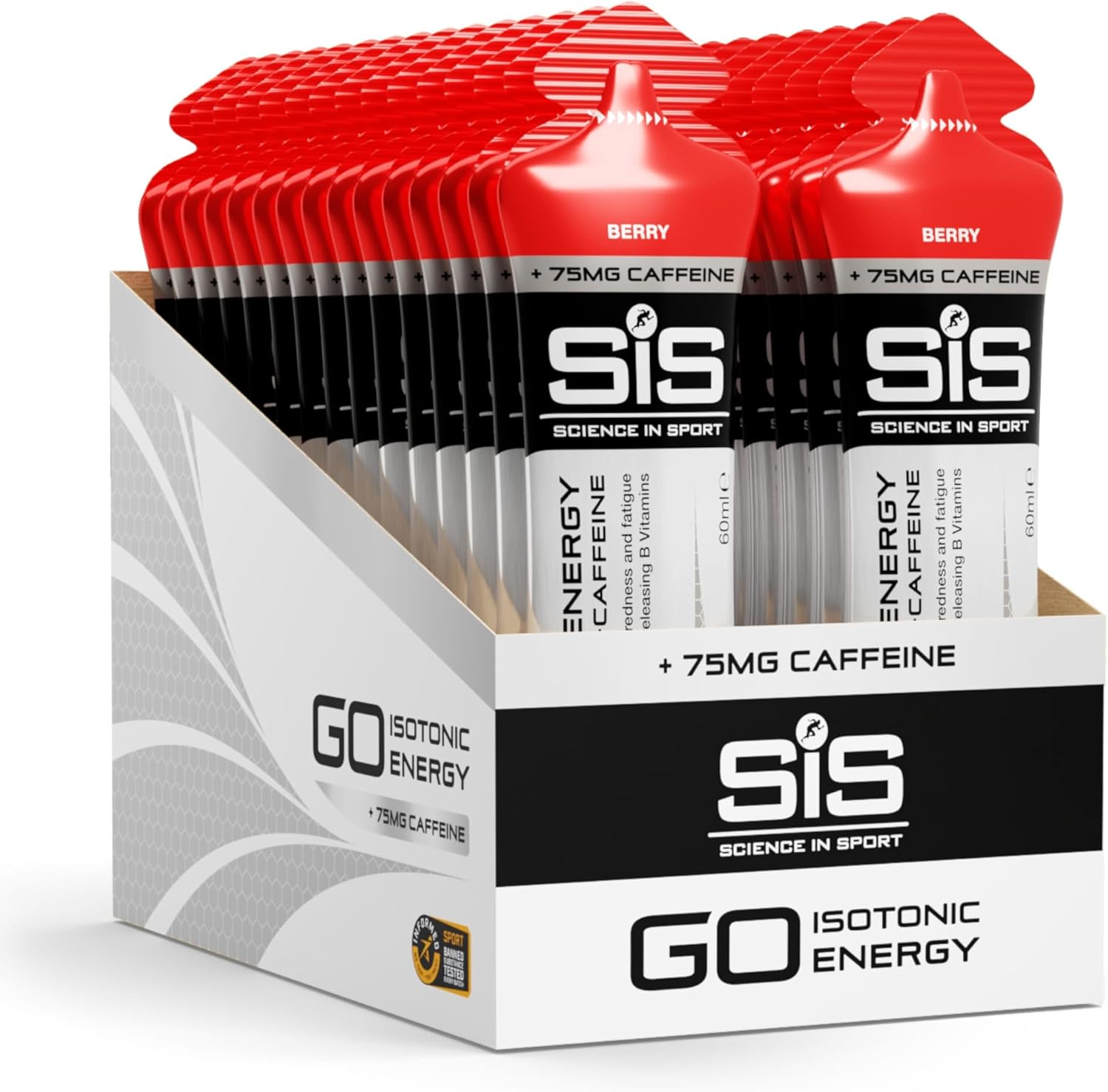 Ausdauer & Energie – Science in Sport Go Isotonic Energy Gel with Caffeine, Berry, 60 ml, Pack of 30