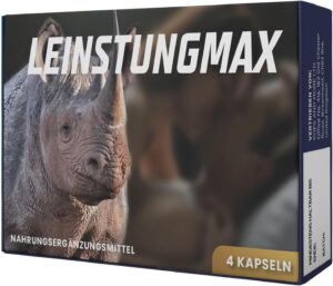 Potenzmittel & Standfestigkeit – Premium LEINSTUNGMAX Ginseng and Plant Extract Capsules - Pack of 4 | Dietary Supplement for Active Men | Contains Maca, Ginseng, Rhodiola & Grape Seed Extract