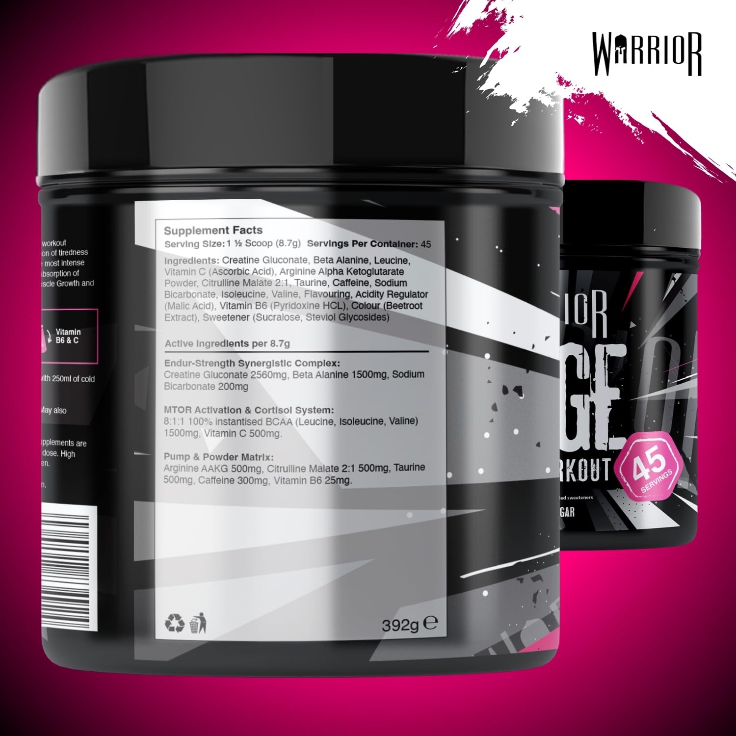 Ausdauer & Energie – Warrior RAGE Pre Workout Powder, Blazin' Berry, 392g (45 Servings) – Bild 3