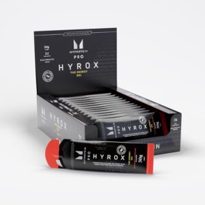 Ausdauer & Energie – Myprotein PRO x HYROX THE Energy Gel | 30 g Carbohydrates with Electrolytes & B Vitamins Against Fatigue | Raspberry Taste | Energy & Endurance for High Intensity Training | 20 x 70 g Gels