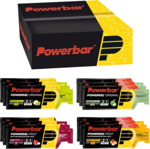 Ausdauer & Energie – Powerbar - PowerGel Multiflavour Box - 12x41g - High Carb Energy Gels - 2:1 Carbohydrate Ratio - Sodium