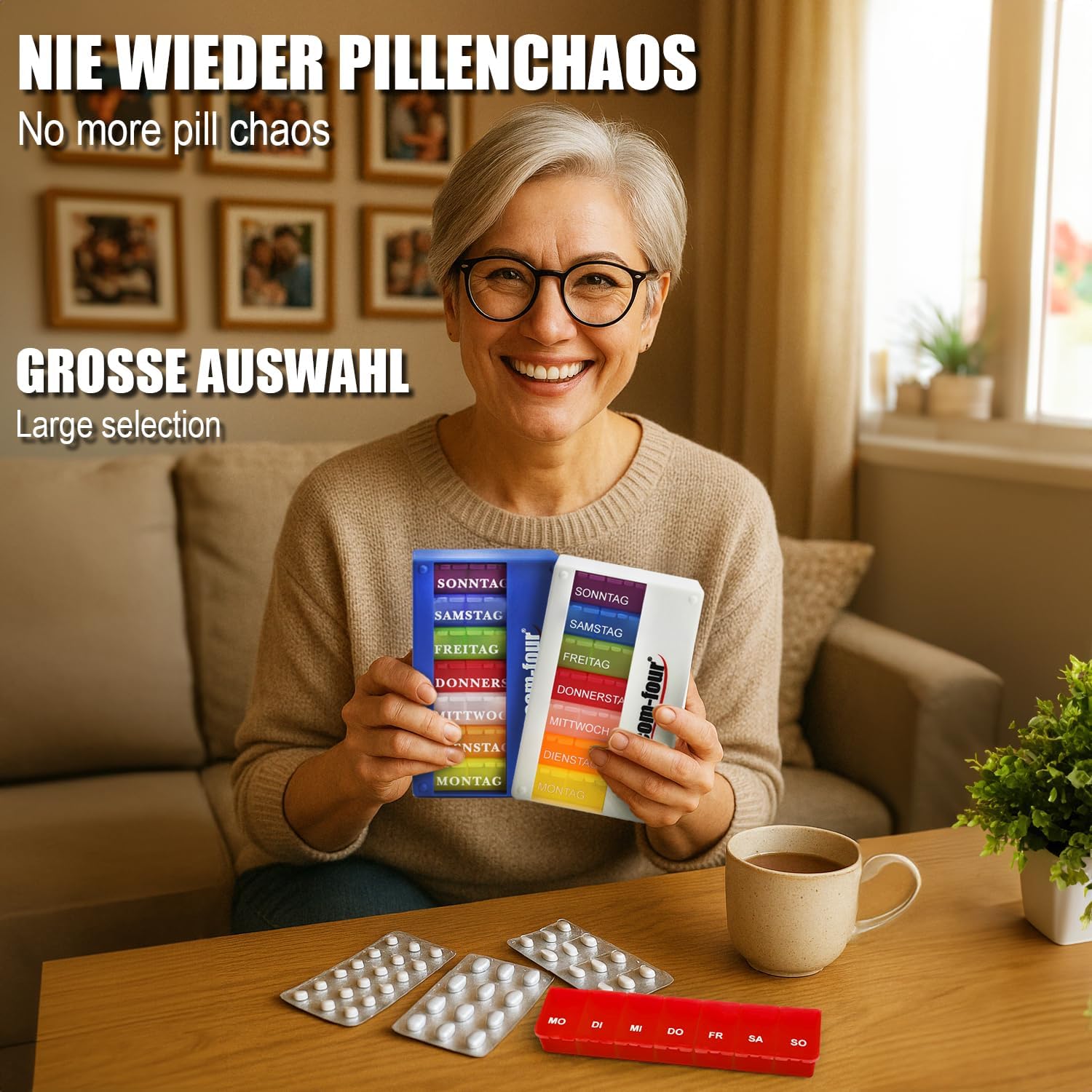 Potenzmittel & Standfestigkeit – com-four® 7-Day Medication Box (Morning, Lunch, Evening) Pill Box – Pill Box – Weekly Dispenser – Bild 8