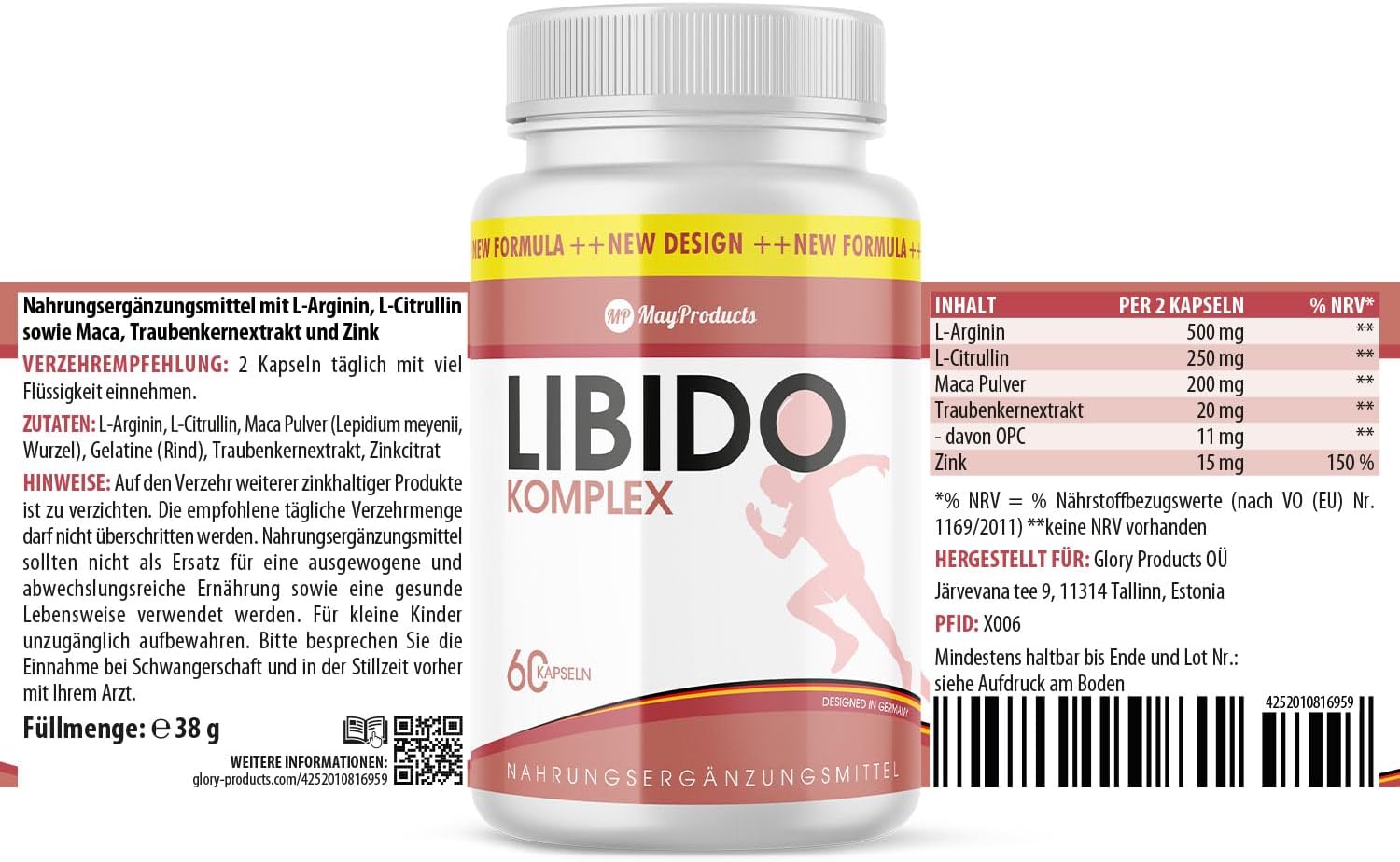 Potenzmittel & Standfestigkeit – Libido Complex Capsules with L-Arginine, L-Citrulline and Maca for More Passion Contents 60 Capsules – Bild 6