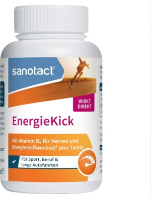 Ausdauer & Energie – sanotact EnergieKick Tin (40 Capsules) • Energy Capsules as Energy Booster • Caffeine Tablets with Taurine & Vitamin B2 • Awakening for Fatigue & for More Energy • 100% Vegan