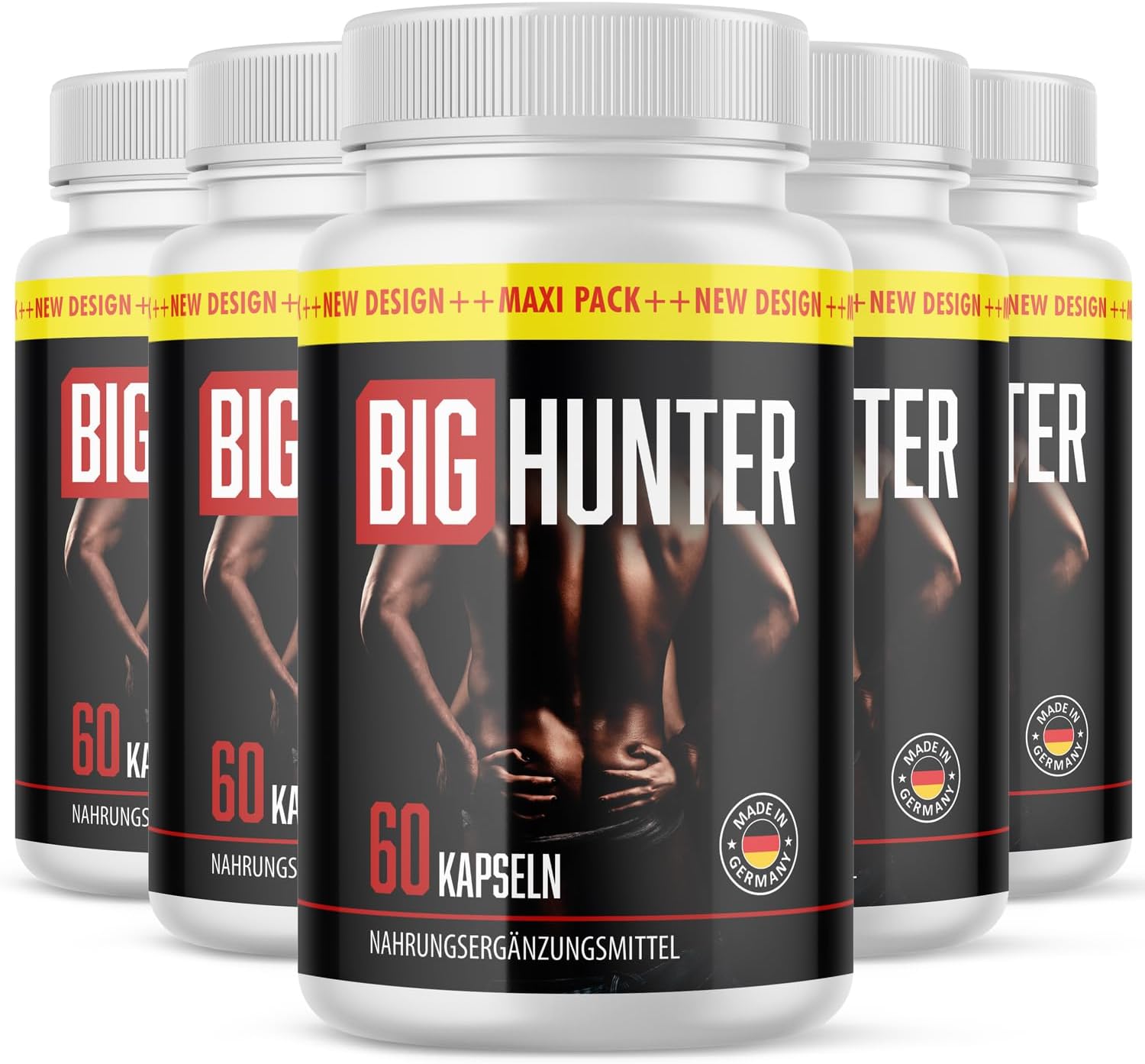 Penisvergrößerung & Pflege – Big Hunter Capsules - Love, Lust and Passion - for Active Men - 60 Capsules 5x