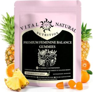 Penisvergrößerung & Pflege – Premium Feminine Balance Gummies, Women's Gummies with Pineapple Flavour for Intimate Wellbeing - With Probiotics & Vitamin C for pH Balance & Immune System - Vegan & Gluten Free - 60 Gummies