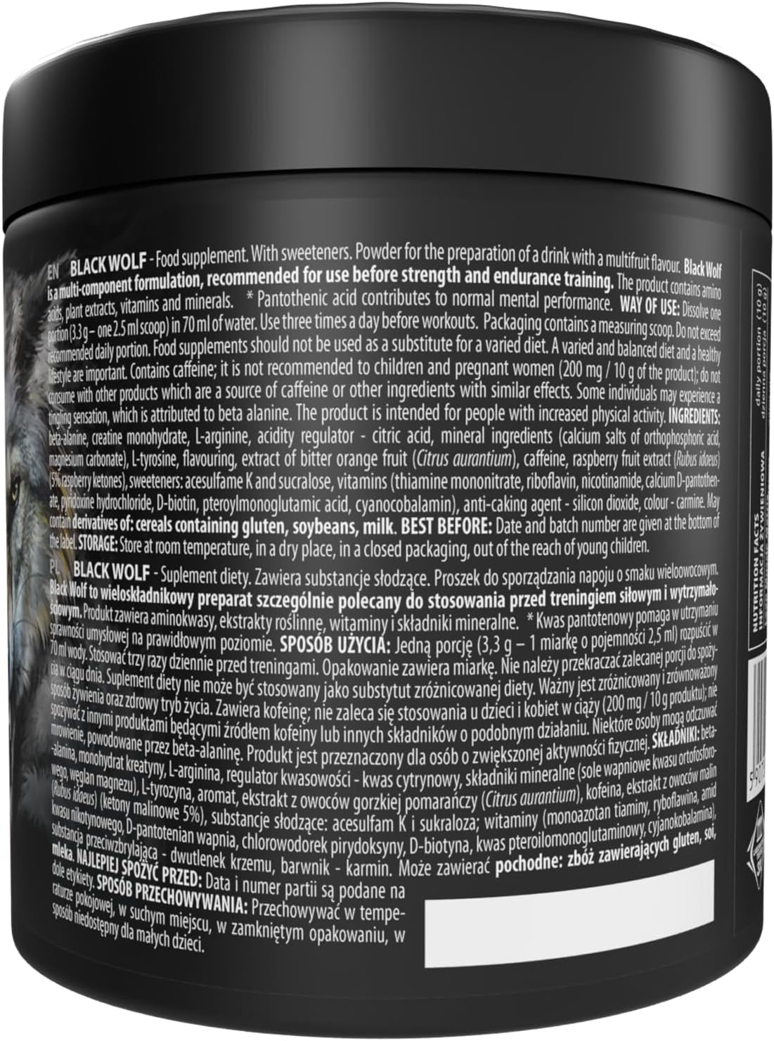 Ausdauer & Energie – Activlab Black Wolf Pre Workout 300g - High Dose Booster with Creatine, Beta-Alanine, L-Arginine & Caffeine - Energy, Muscle Pump & Endurance - Multifruit – Bild 3