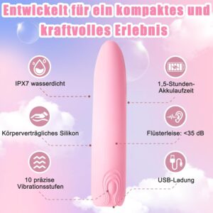 Penisvergrößerung & Pflege – Mini Vibrator Sex Toy for Women Clitoris Stimulator, 10 Vibration Modes, Ultra Quiet & 7 Levels Waterproof, Compact & Rechargeable