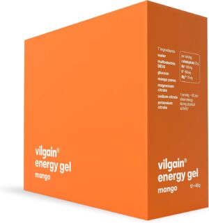 Ausdauer & Energie – Vilgain Energy Gel Mango - Electrolyte Drink, Isotonic, 12 x 40 g, Sports, Endurance, Hydration - Carbohydrates, Vegan, Gluten Free, Energy Gel, Competition, Fitness, Marathon, Energy Boost