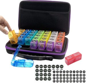Potenzmittel & Standfestigkeit – Monatliche Pillen-Organizer-Box – Tragbare, extra große Medikamenten-Aufbewahrungsbox, 3 mal täglich Pillenhalter für Morgen, Abend, Nacht, harte Reiseetui für Tabletten, Lebertran