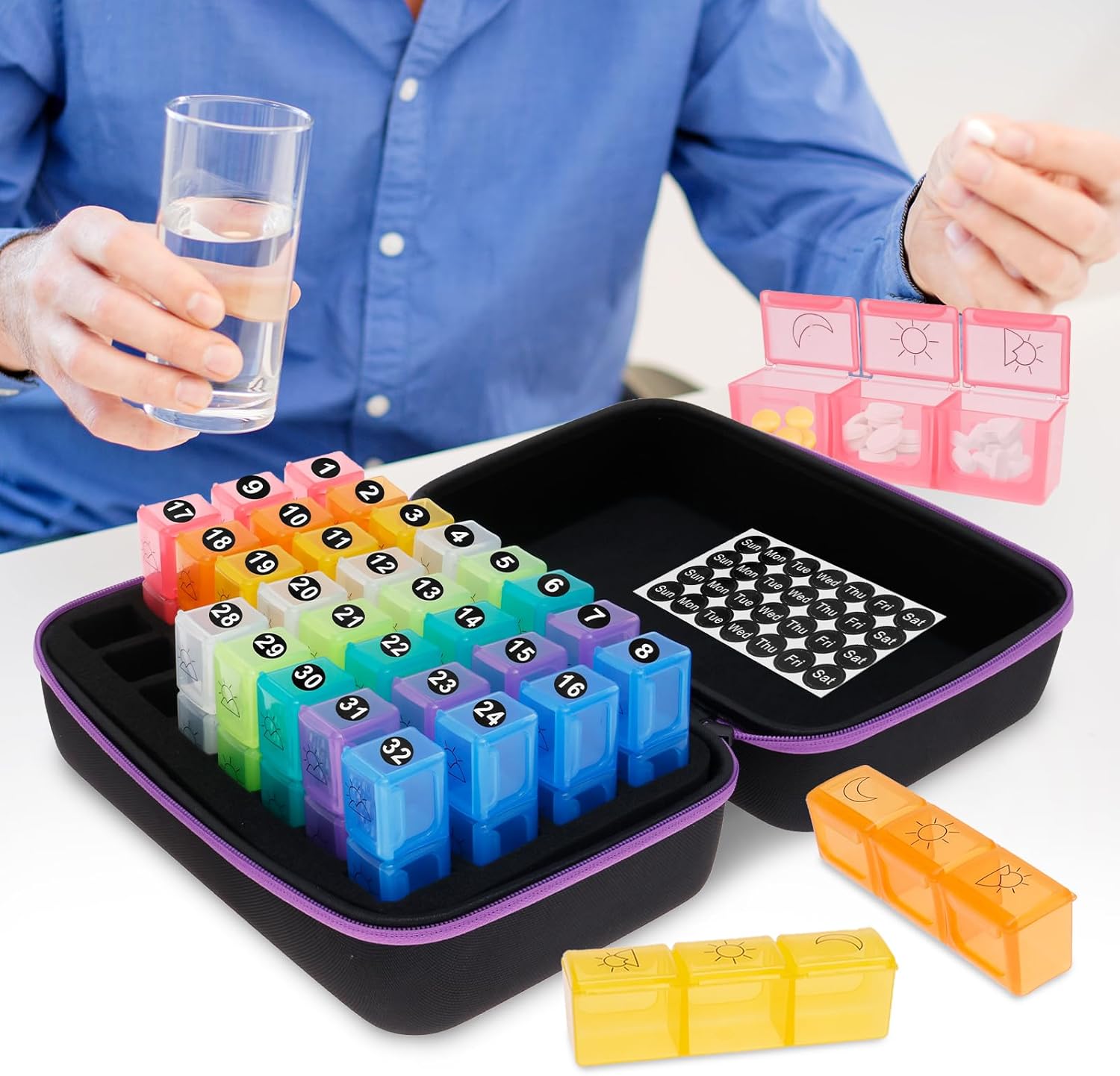 Potenzmittel & Standfestigkeit – Tablettenbox 31 Tage 3 mal am Tag,Monatliche Pillenbox Organizer, Pillenbox mit Hartschalenkoffer,Tabletten Organizer, Reisepillenbox mit 32 täglichen Fächern, Medizin Aufbewahrungsbox hält Vita – Bild 8