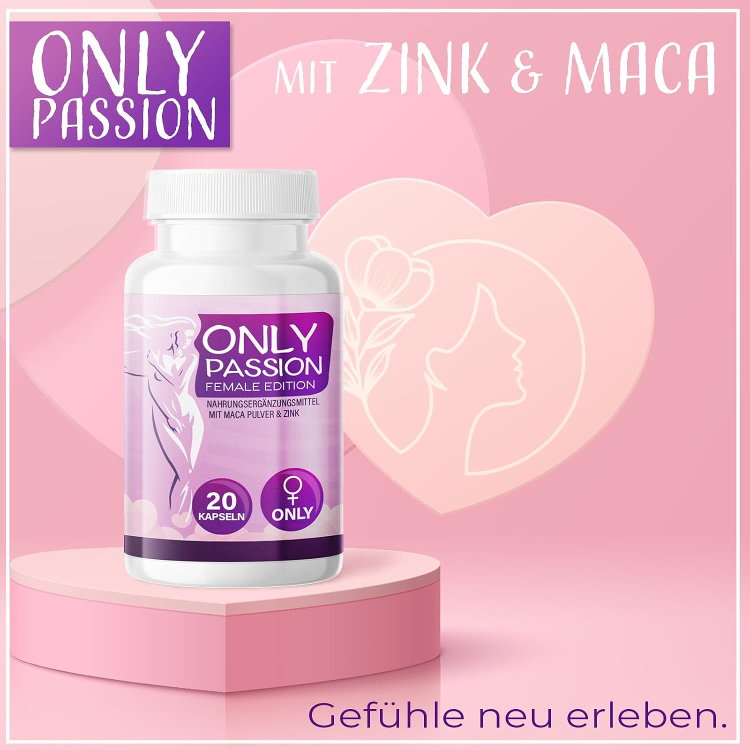 Potenzmittel & Standfestigkeit – Only Passion Capsules – Aphrodisiac with Immediate Effect, High Dose Increase Libido with L-Arginine, Maca & Zinc – Better Performance, Pleasure Enhancement for Women – Bild 4