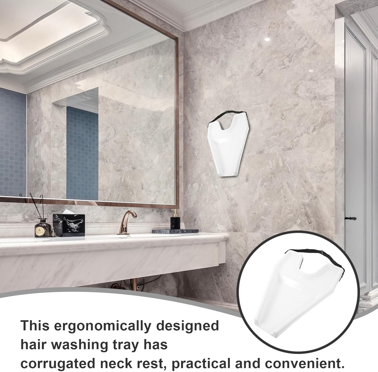 Potenzmittel & Standfestigkeit – Yardwe Tragbares Haarwaschbecken Kunststoff Shampoo spülbecken mit Ergonomischer Nackenstütze Leichtes Stabiles Haarwasch tablett für Bettlägerige Patienten und Mobilitätseingeschränkte – Bild 7