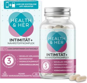Penisvergrößerung & Pflege – Health & Her Intimacy + Libido Booster for Women - Menopause Capsules - Contains Maca Root and Tribulus - 1 Month Supply - 60 Vegan Tablets