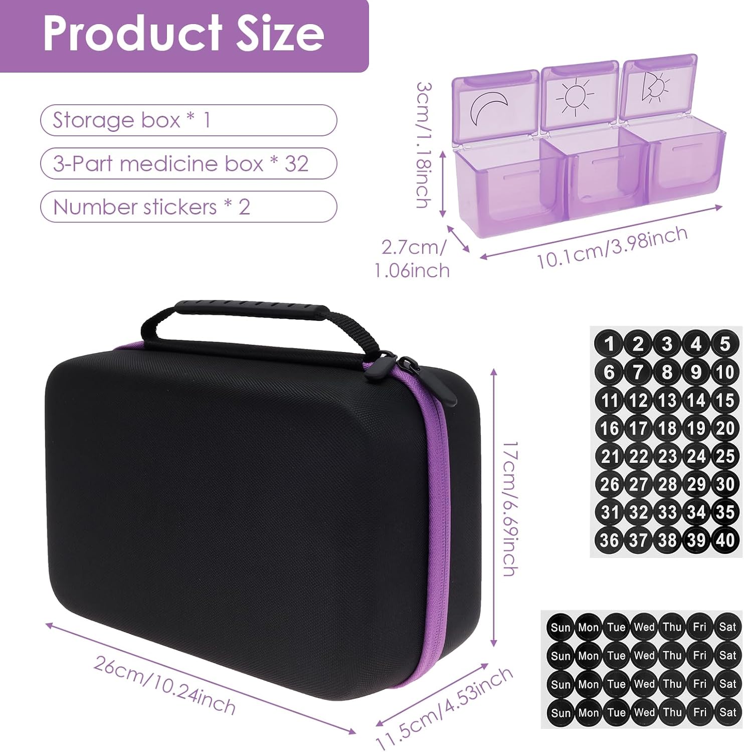 Potenzmittel & Standfestigkeit – Tablettenbox 31 Tage 3 mal am Tag,Monatliche Pillenbox Organizer, Pillenbox mit Hartschalenkoffer,Tabletten Organizer, Reisepillenbox mit 32 täglichen Fächern, Medizin Aufbewahrungsbox hält Vita – Bild 2