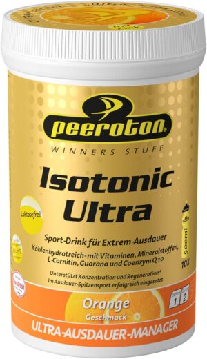 Ausdauer & Energie – Peeroton Isotonic Ultra Orange Carbohydrate-Rich Electrolyte Powder with Minerals and Vitamins, Isotonic High Performance Drink with Colostrum Complex Q10-300 g