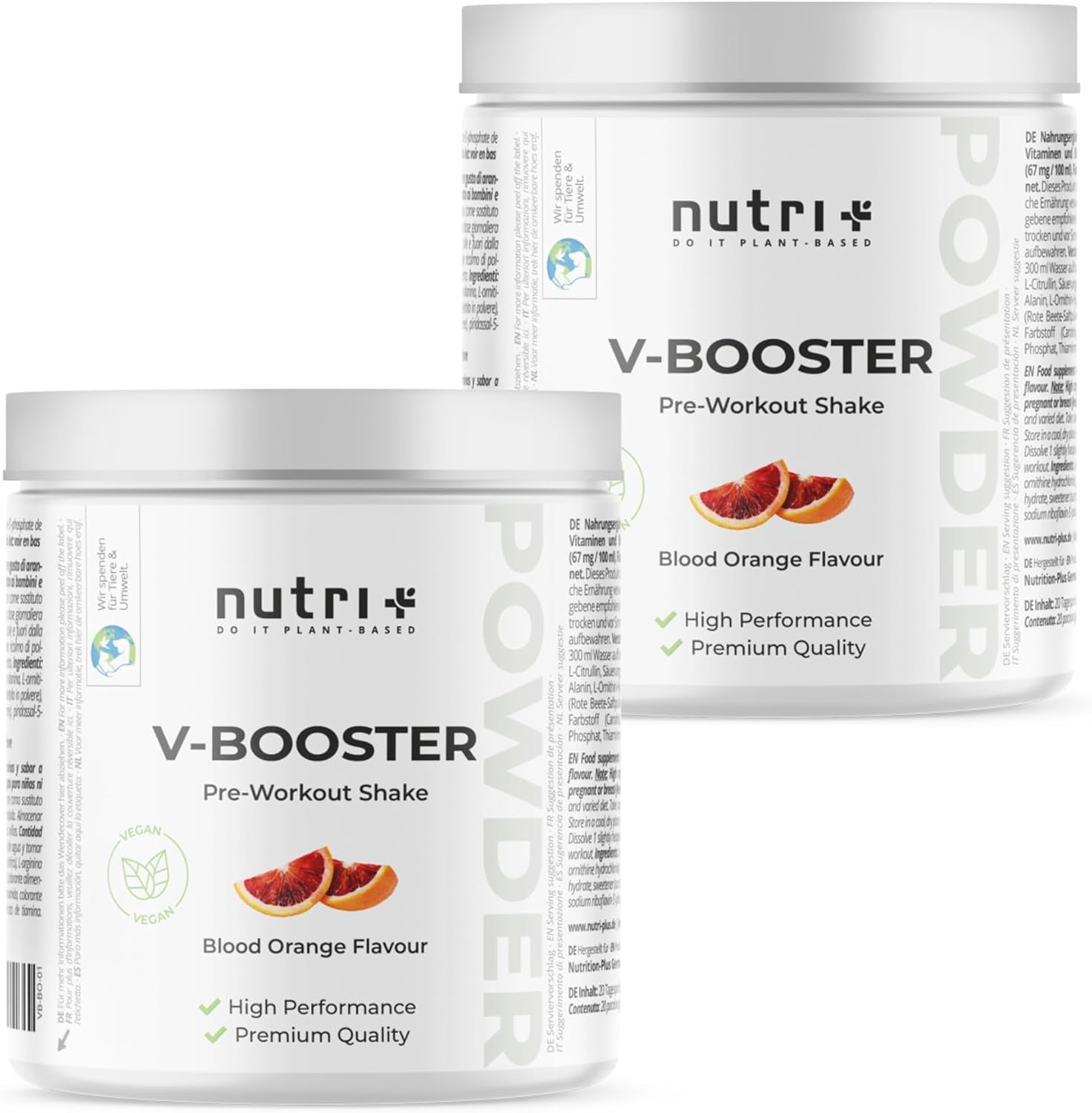 Ausdauer & Energie – Nutri + Pre-Workout Booster Pump without Creatine - Lump-free, High Dose + Vegan - Caffeine Citrulline Arginine Beta-Alanine Taurine - Blood Orange 400 g – Bild 6