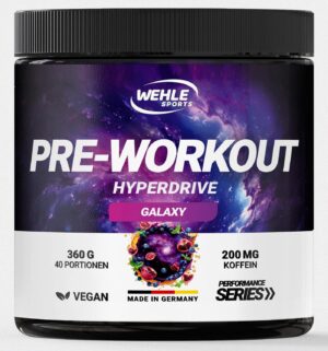 Ausdauer & Energie – Wehle Preworkout (40 Servings) Hyperdrive Galaxy Incredibly Delicious with Citrulline, Beta Alanine, Taurine, Caffeine, Guarana - High Dose - 360 g - Packaging May Vary