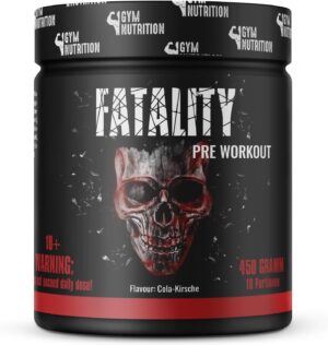 Ausdauer & Energie – Fatality Ultra Hardcore Booster Pre Workout Powder 2020 USA Matrix ATP + L-Arginine + Citrulline + Beta Alanine + Caffeine 450g Cherry Cola Flavour