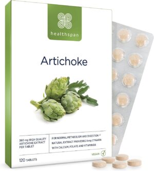 Potenzmittel & Standfestigkeit – Healthspan Artichoke Extract 360 mg | Supports Digestion & Liver Health | High-Strength Artichoke Tablets with 7.2 mg Cynarine | with Calcium, Folic Acid & Vitamin B6 | Vegan | 120 Tablets