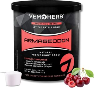 Ausdauer & Energie – Armageddon Pre-Workout 300g - Extreme Natural Power, 500mg Bulgarian Tribulus, 4000mg Citrulline, BCAAs, Creatine, Caffeine & More for Strength, Endurance & Muscle Growth