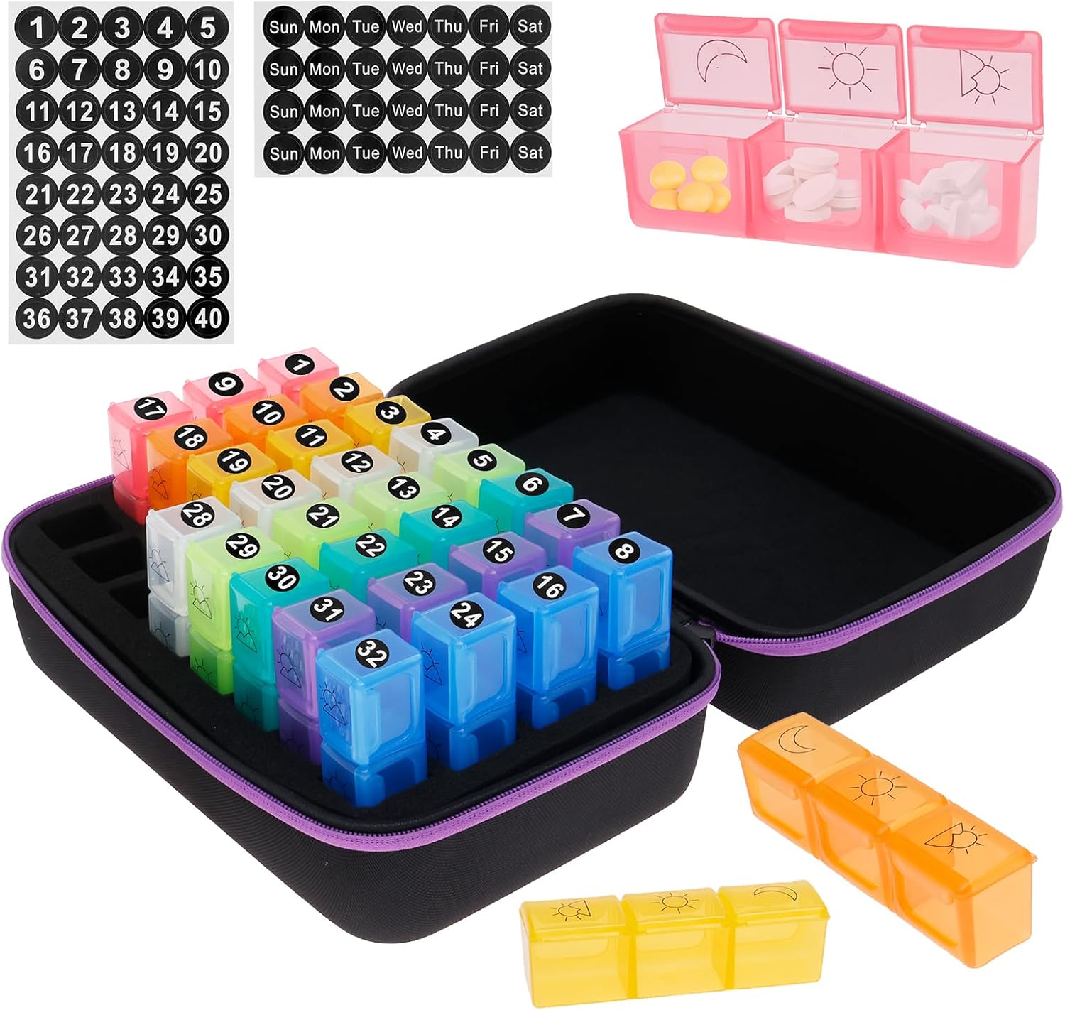 Potenzmittel & Standfestigkeit – Tablettenbox 31 Tage 3 mal am Tag,Monatliche Pillenbox Organizer, Pillenbox mit Hartschalenkoffer,Tabletten Organizer, Reisepillenbox mit 32 täglichen Fächern, Medizin Aufbewahrungsbox hält Vita