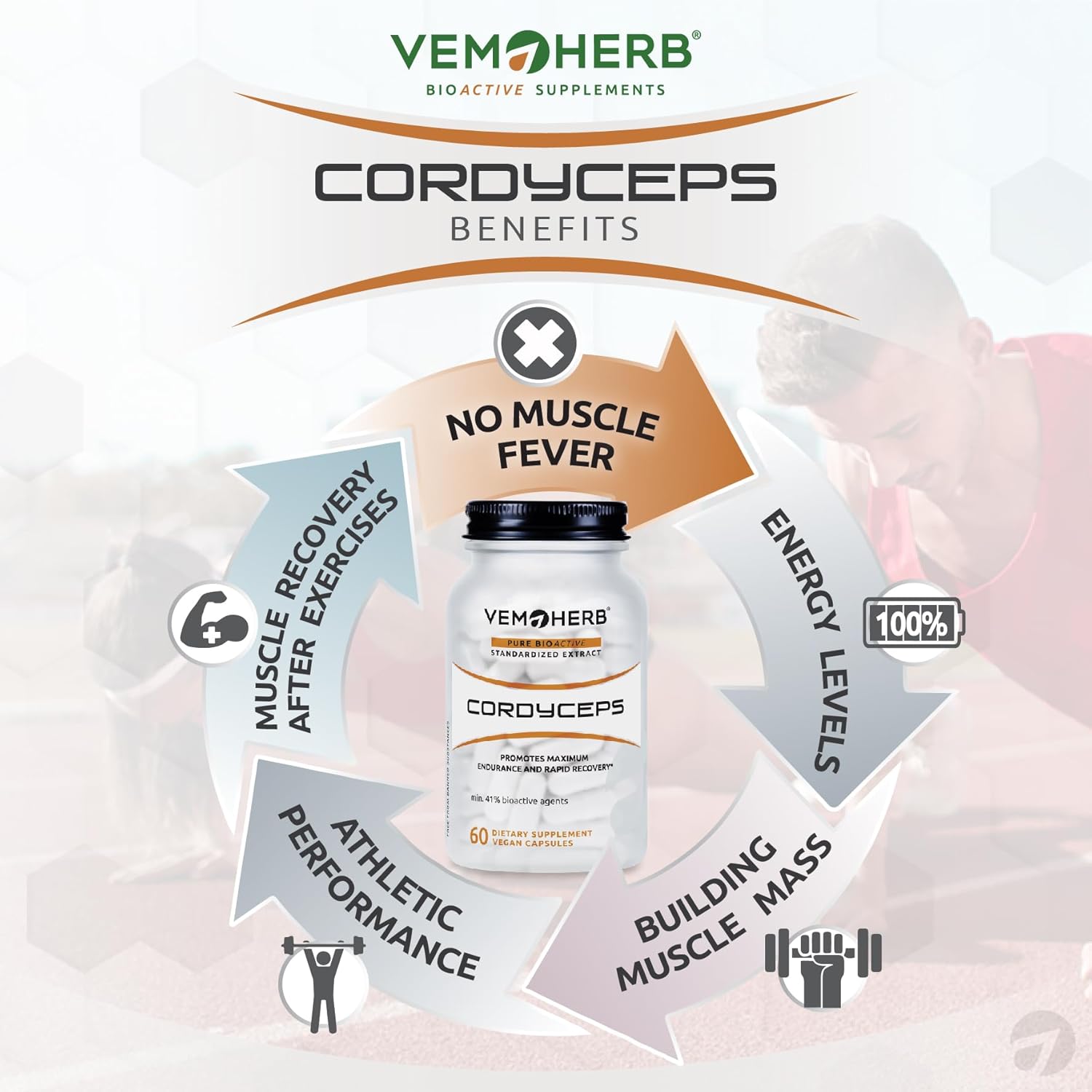 Ausdauer & Energie – Cordyceps 60 Capsules, Natural Energy & Endurance Booster, Supports Immune System, Muscle Regeneration & Oxygen Absorption, GMO-free Adaptogen Supplement for Athletes & Active People – Bild 4