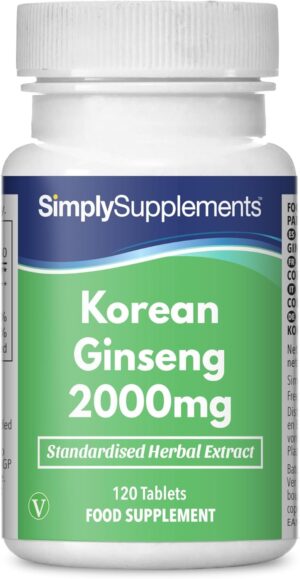 Potenzmittel & Standfestigkeit – SimplySupplements Korean Ginseng 2000 mg - 120 Tablets - Suitable for Vegans - Supply for up to 4 Months