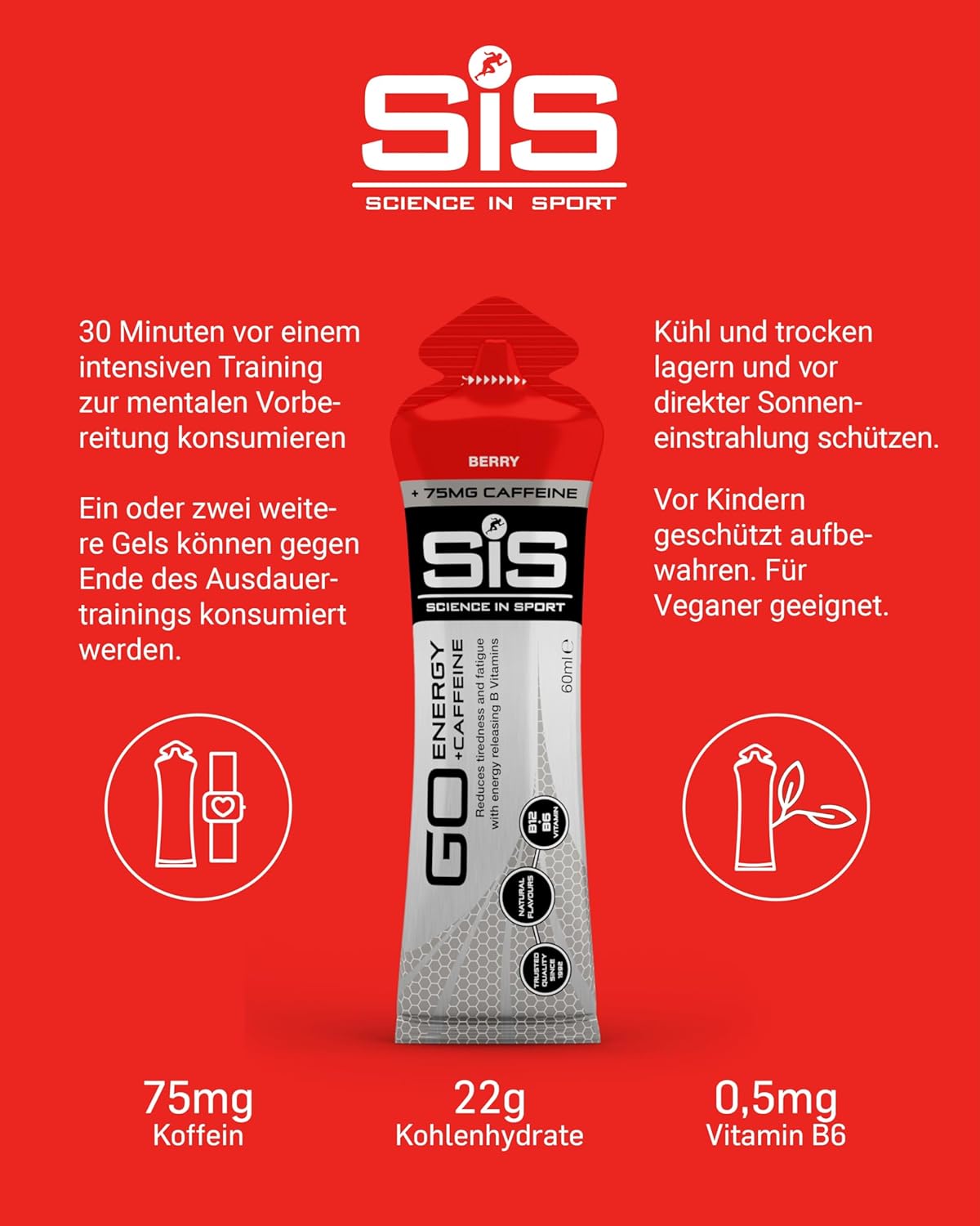 Ausdauer & Energie – Science in Sport Go Isotonic Energy Gel with Caffeine, Berry, 60 ml, Pack of 30 – Bild 4