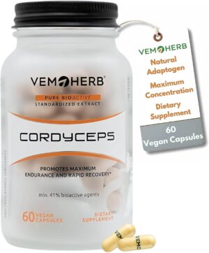 Ausdauer & Energie – Cordyceps 60 Capsules, Natural Energy & Endurance Booster, Supports Immune System, Muscle Regeneration & Oxygen Absorption, GMO-free Adaptogen Supplement for Athletes & Active People