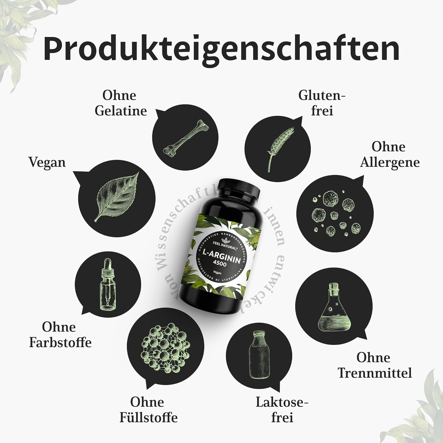 Potenzmittel & Standfestigkeit – L-Arginine 365 Vegan Capsules with 4500 mg Vegetable L-Arginine HCL from Fermentation (of Which 3750 mg Pure L-Arginin) Per Daily Dose, No Additives, High Dose, Vegan, Made In Germany – Bild 4