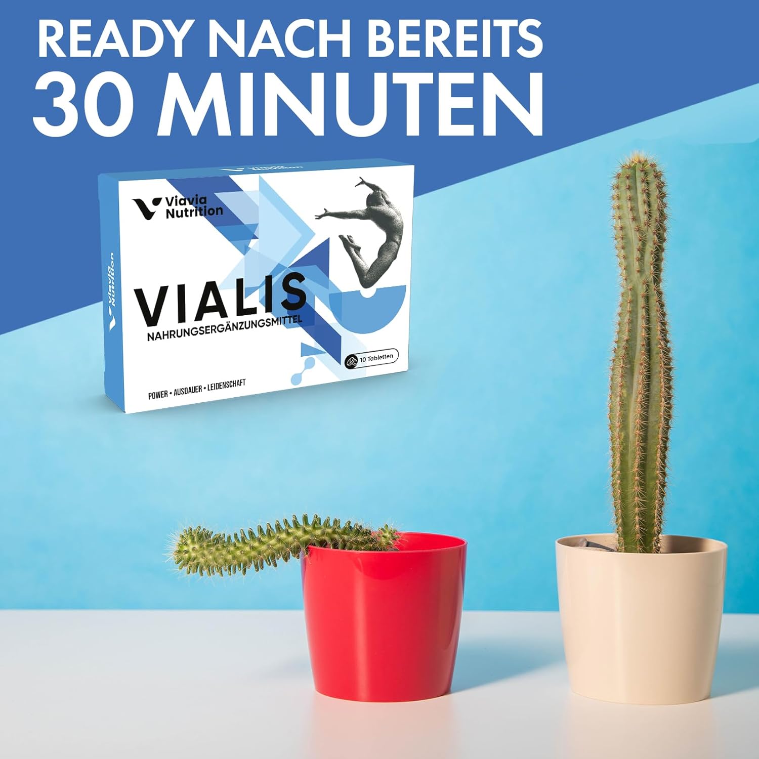 Potenzmittel & Standfestigkeit – Vialis x 10 Blue High Dose Capsules - Natural Preparation for Active Men - Extra Strong with Ginseng, Maca, Tribulus Terrestrus and Arginine – Bild 3