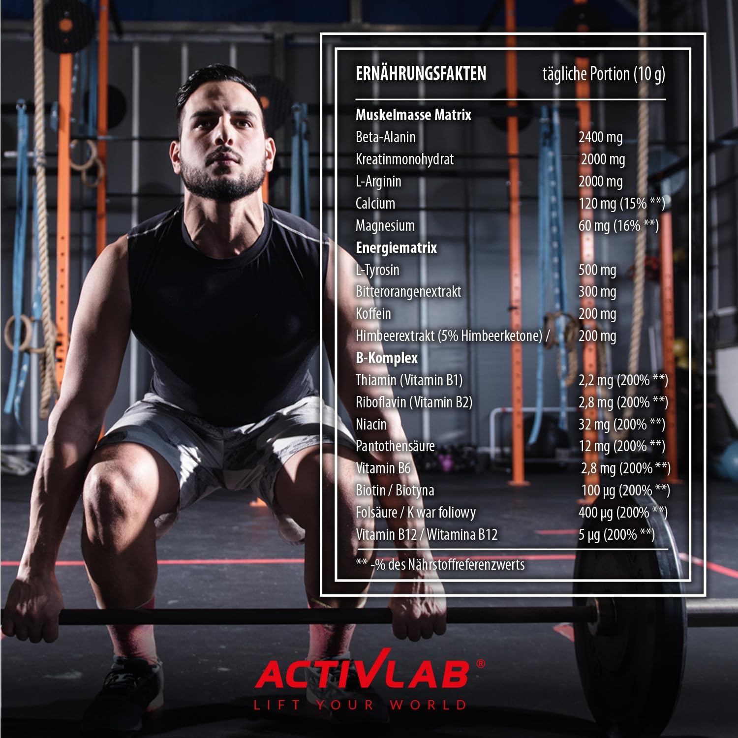 Ausdauer & Energie – Activlab Black Wolf Pre Workout 300g - High Dose Booster with Creatine, Beta-Alanine, L-Arginine & Caffeine - Energy, Muscle Pump & Endurance - Multifruit – Bild 6