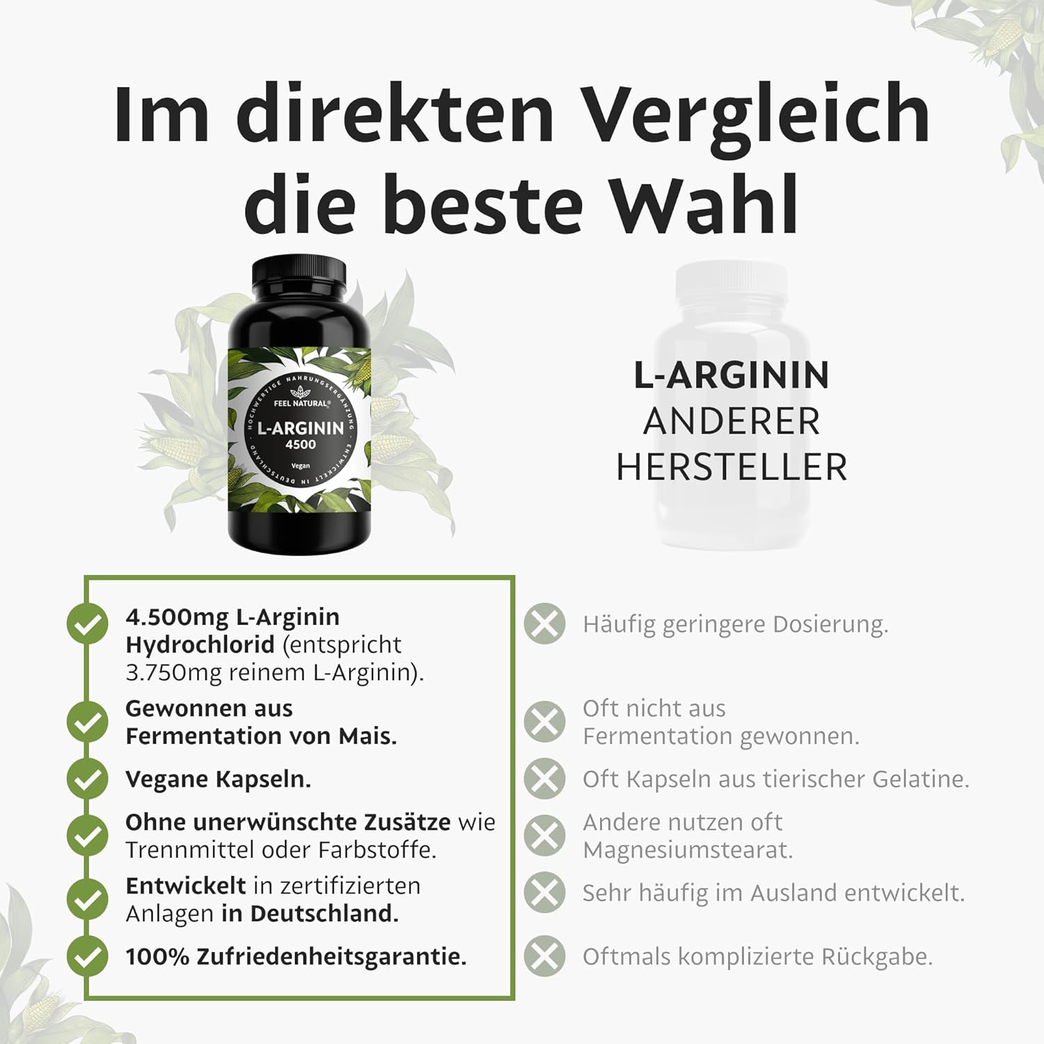 Potenzmittel & Standfestigkeit – L-Arginine 365 Vegan Capsules with 4500 mg Vegetable L-Arginine HCL from Fermentation (of Which 3750 mg Pure L-Arginin) Per Daily Dose, No Additives, High Dose, Vegan, Made In Germany – Bild 3