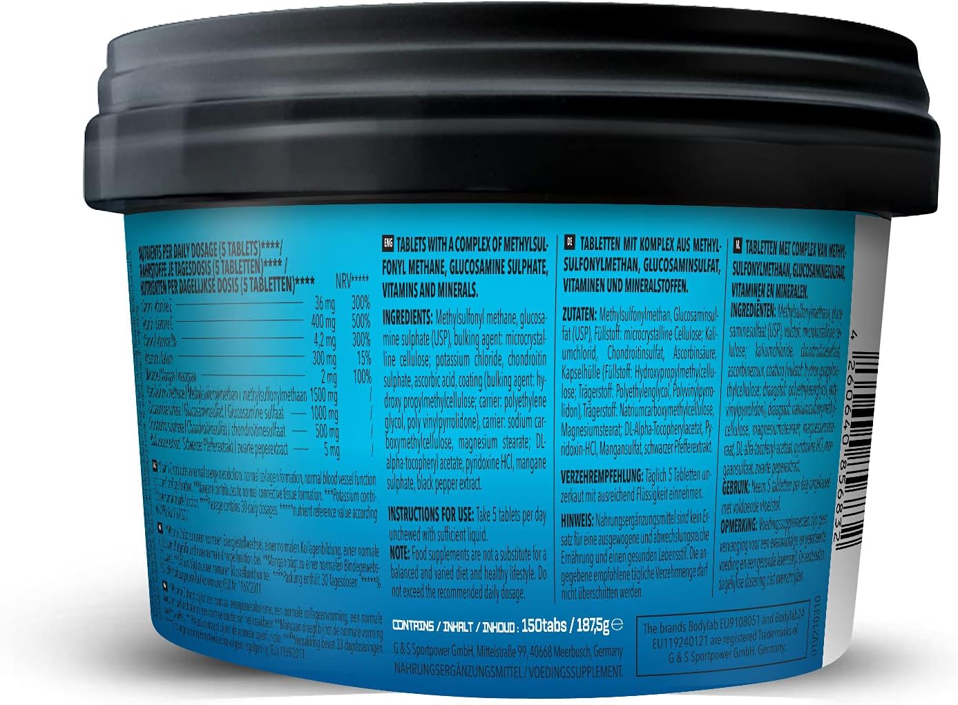 Potenzmittel & Standfestigkeit – Bodylab24 Joint Glucosamine & Chondroitin Plus 150 Tablets, Enriched with MSM, Vitamins, Minerals & Black Pepper Extract, Vegan, for Strength Athletes and Intensive Training Athletes – Bild 2