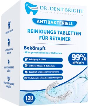Potenzmittel & Standfestigkeit – Retainer Cleaning Tablets - Pack of 120 for Clean and Fresh Retainers, Dental Splints, Dentures, Dentures - Effective Tab Shape Cleaner for Braces, Bite Splints, Prostheses and Mouth Guard