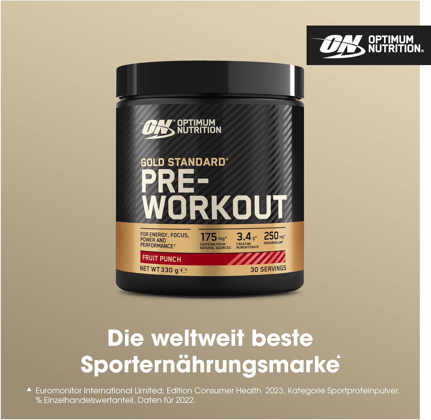 Ausdauer & Energie – Optimum Nutrition Gold Standard Pre Workout Energy Drink Powder with Creatine Monohydrate, Beta Alanine, Caffeine and Vitamin B Complex, Fruit Punch, 30 Servings, 330g – Bild 2