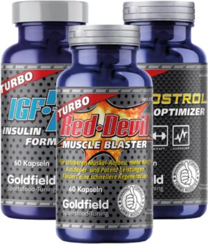 Ausdauer & Energie – Goldfield Set of 3 - Red Devil + Protostrol + IGF7 | Natural Anabolic Effect for Muscle Building with Unique Complex in Set