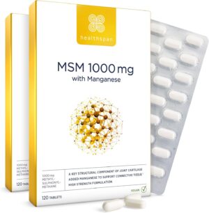 Potenzmittel & Standfestigkeit – Healthspan MSM 1,000 mg with Manganese, Natural Form of MSM, Sulphur, Purified Methylsulfonylmethane, For Joint Cartilage, Vegan, 120 Tablets