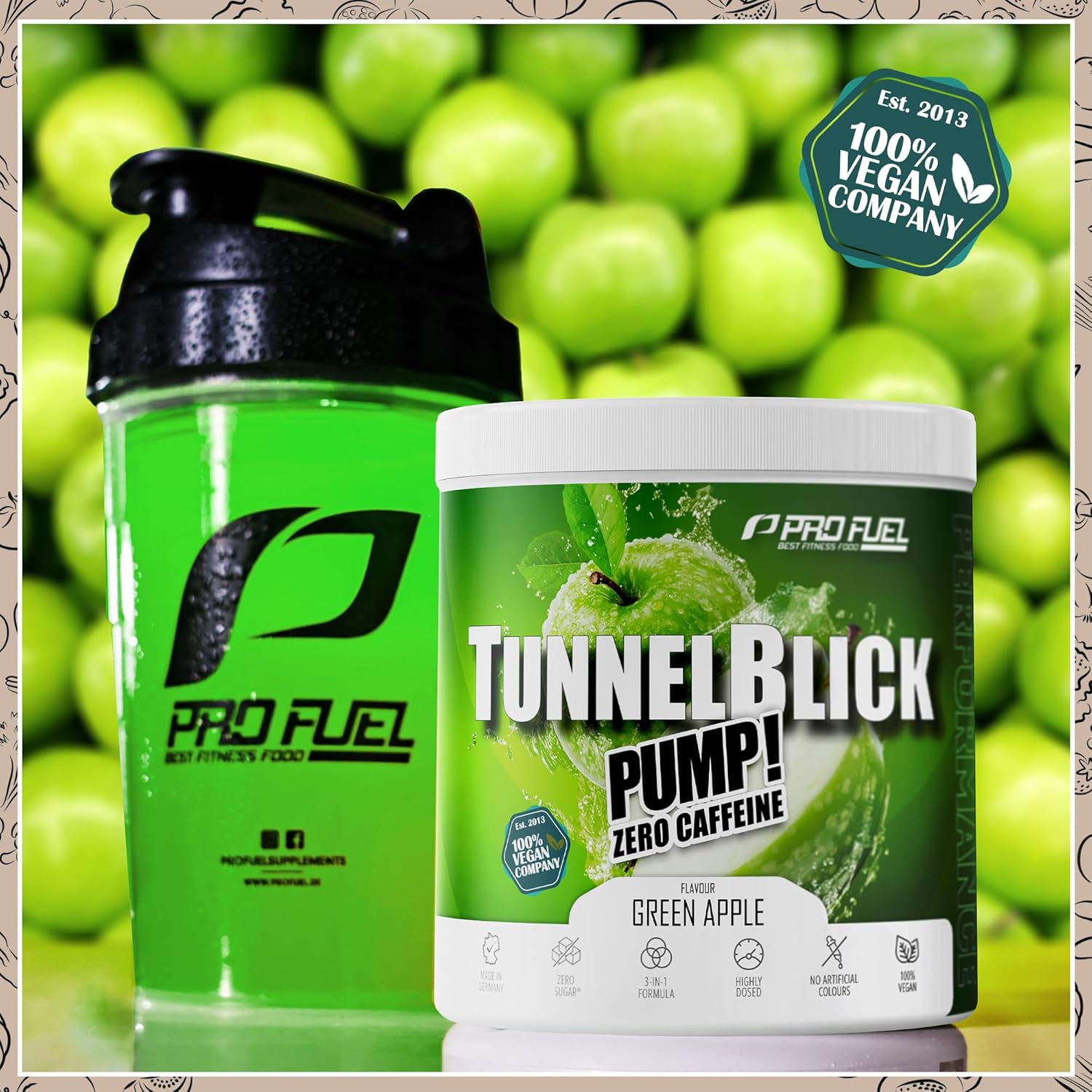 Ausdauer & Energie – Pump Booster³ without Caffeine Green Apple 440 g - Innovative Pump Formula of Amino Acids and Plant Extracts - High Dose Pre Workout Booster³ Caffeine-Free - Made in Germany - 100% Vegan – Bild 4