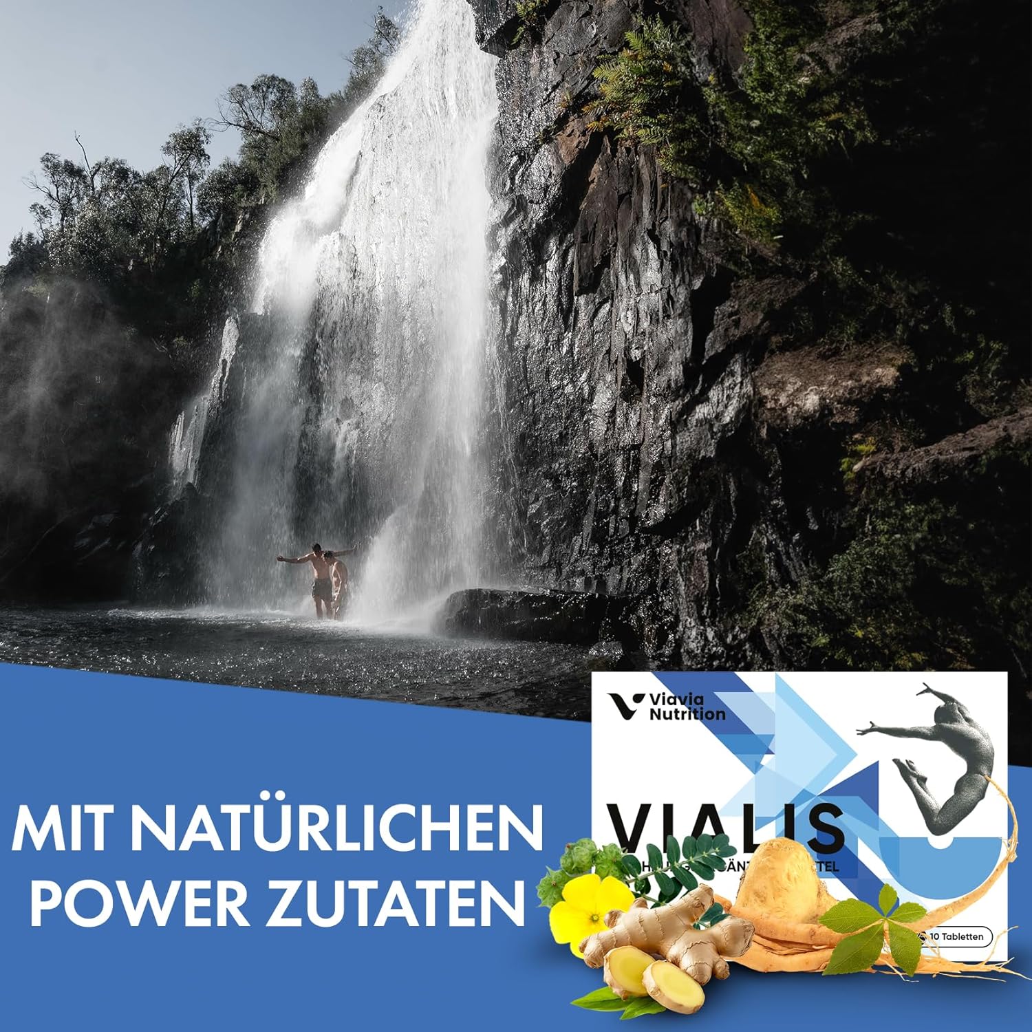 Potenzmittel & Standfestigkeit – Vialis x 10 Blue High Dose Capsules - Natural Preparation for Active Men - Extra Strong with Ginseng, Maca, Tribulus Terrestrus and Arginine – Bild 4