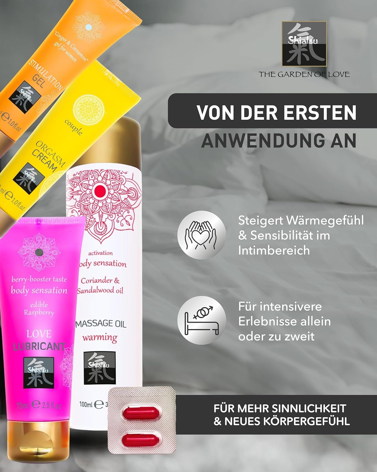 Penisvergrößerung & Pflege – HOT Junggesellinnenbox I Mit Stimulation Gel, Couples Cream, Gleitmittel, Massageöl & Libido-Kapseln I Hochwertige Inhaltsstoffe, verführerische Düfte & Aromen I Ideal als Geschenk – Bild 5