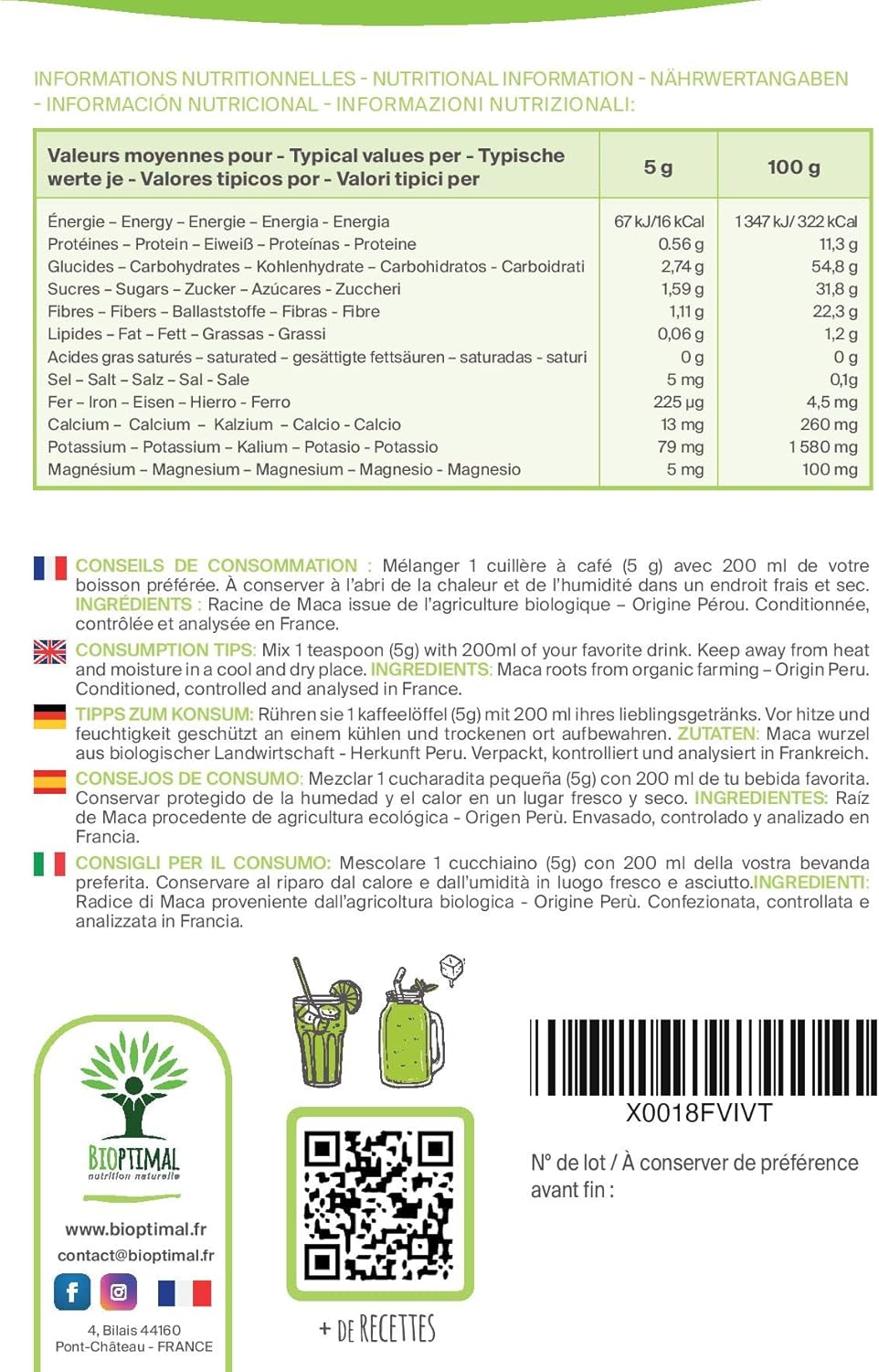 Potenzmittel & Standfestigkeit – Organic Maca Powder - Superfood - Yellow Maca Root from Peru - Energy for Sexuality, Fertility and Aphrodisiac - 100% Pure, Natural and Raw - Packed in EU - Organic Certified - 300 g – Bild 6