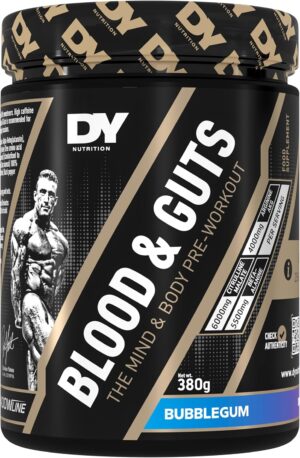 Ausdauer & Energie – Dorian Yates Nutrition - Blood & Guts | Pre Workout Booster with Arginine + Citrulline (380 g, Bubble Gum - Chewing Gum)