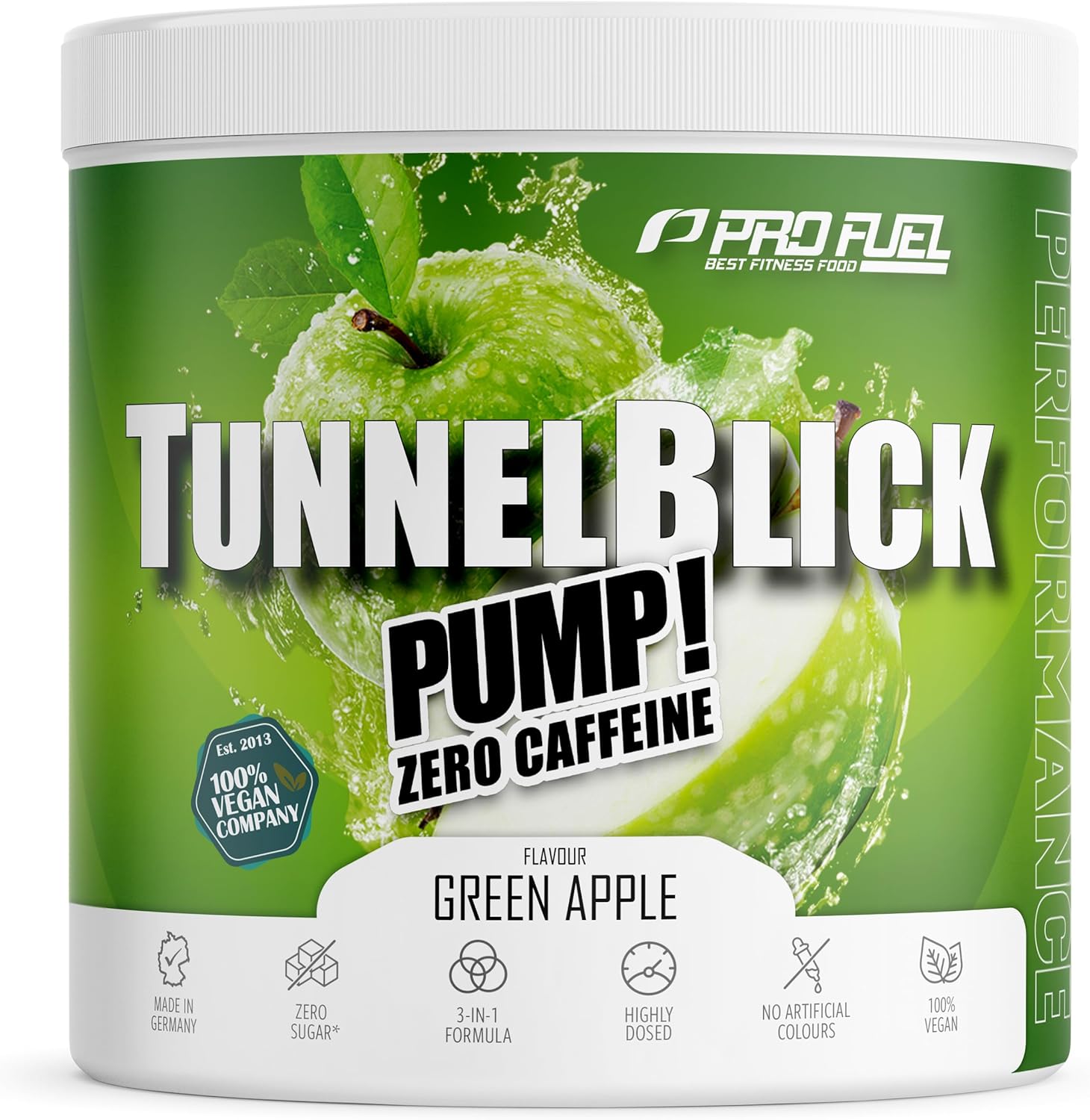 Ausdauer & Energie – Pump Booster³ without Caffeine Green Apple 440 g - Innovative Pump Formula of Amino Acids and Plant Extracts - High Dose Pre Workout Booster³ Caffeine-Free - Made in Germany - 100% Vegan