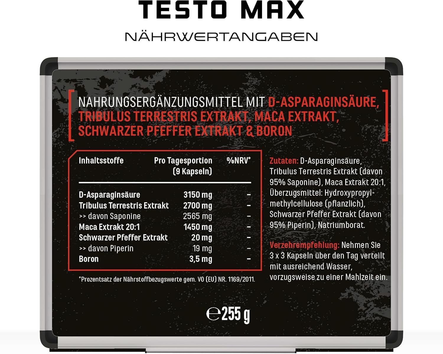 Ausdauer & Energie – Testo MAX - 270 Capsules - High Dose (6780 mg) per Daily Serving with Amino Acids + Plant Extracts Tribulus + Maca Extract + Boron + D-Aspartic Acid - Laboratory-Tested - German Elite Nutrition – Bild 6