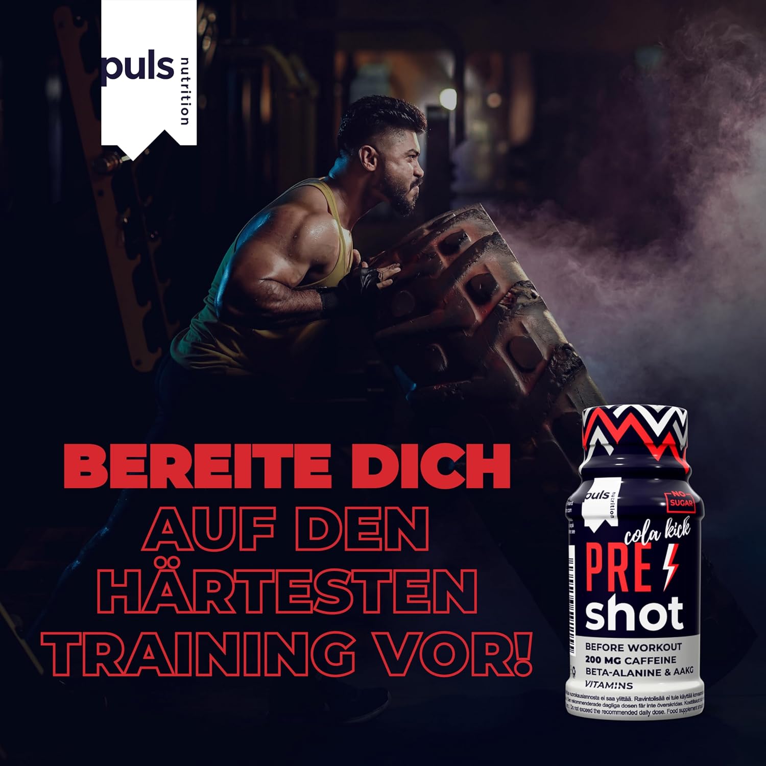 Ausdauer & Energie – Puls Pre Workout Shot Cola Kick 12 x 60 ml - Booster with 200 mg Caffeine, Beta-Alanine, Arginine AKG & B Vitamins – Bild 5