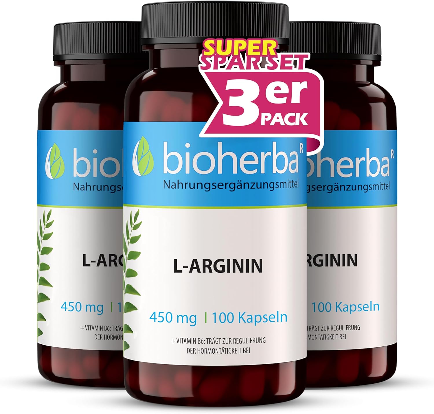 Potenzmittel & Standfestigkeit – L-Arginine Capsules - Pack of 300 High Dose with 450 mg Plus Vitamin B6 by BIOHERBA PZN 18215244
