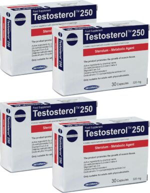 Potenzmittel & Standfestigkeit – Megabol - Testosterol 250 | Natural Support for Testosterone Production and Muscle Building | Pack of 4 - 4 x 30 Capsules (Total 120 Capsules)